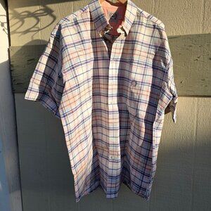Cinch XL Short Sleeved Button Down Sport Shirt Spring Colors Plaid Pattern